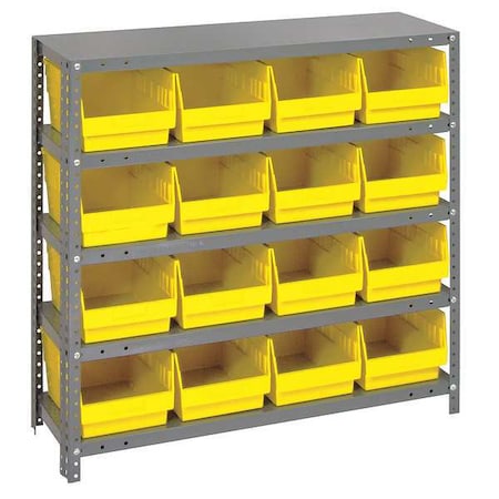 Steel Bin Shelving, 12 in D x 39 in H x 36 in W, 5 Shelves, Yellow MPN:1239-207YL