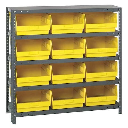 Steel Bin Shelving, 12 in D x 39 in H x 36 in W, 5 Shelves, Yellow MPN:1239-209YL