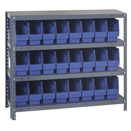 Steel Bin Shelving, 12 in D x 39 in H x 36 in W, 4 Shelves, Blue MPN:1239-SB801BL