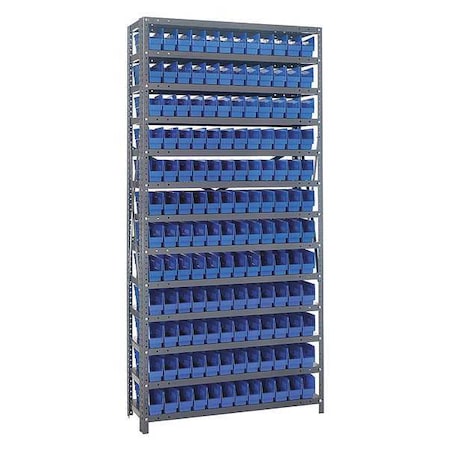 Steel Bin Shelving, 12 in D x 75 in H x 36 in W, 13 Shelves, Blue MPN:1275-100BL