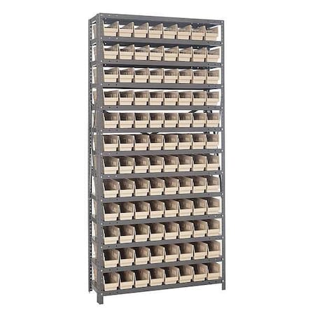 Steel Bin Shelving, 12 in D x 75 in H x 36 in W, 13 Shelves, Ivory MPN:1275-101IV