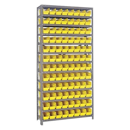Steel Bin Shelving, 12 in D x 75 in H x 36 in W, 13 Shelves, Yellow MPN:1275-101YL