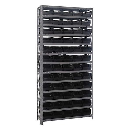 Steel Bin Shelving, 12 in D x 75 in H x 36 in W, 13 Shelves, Black MPN:1275-102BK