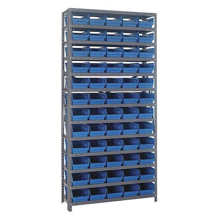Steel Bin Shelving, 12 in D x 75 in H x 36 in W, 13 Shelves, Blue MPN:1275-102BL
