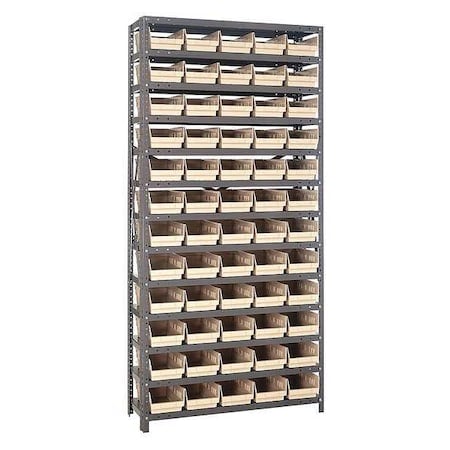 Steel Bin Shelving, 12 in D x 75 in H x 36 in W, 13 Shelves, Ivory MPN:1275-102IV
