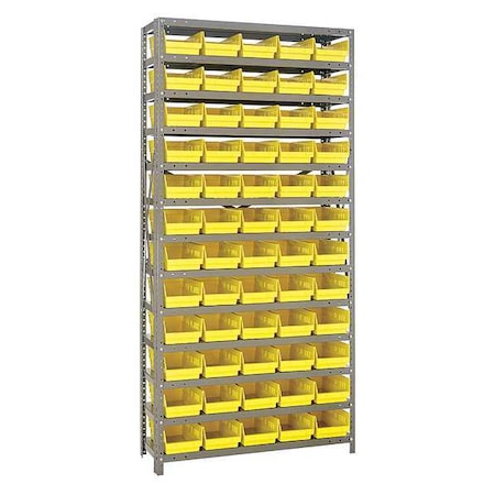 Steel Bin Shelving, 12 in D x 75 in H x 36 in W, 13 Shelves, Yellow MPN:1275-102YL