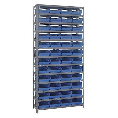 Steel Bin Shelving, 12 in D x 75 in H x 36 in W, 13 Shelves, Blue MPN:1275-107BL