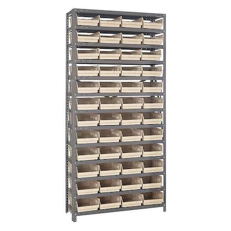 Steel Bin Shelving, 12 in D x 75 in H x 36 in W, 13 Shelves, Ivory MPN:1275-107IV