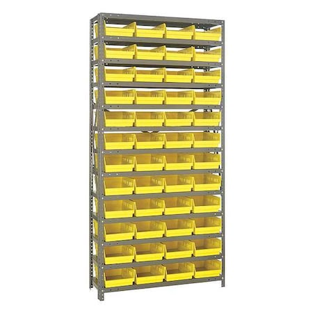 Steel Bin Shelving, 12 in D x 75 in H x 36 in W, 13 Shelves, Yellow MPN:1275-107YL