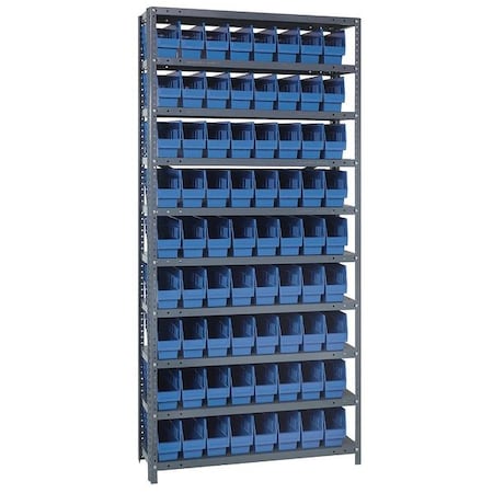 Steel Bin Shelving, 12 in D x 75 in H x 36 in W, 10 Shelves, Blue MPN:1275-201BL
