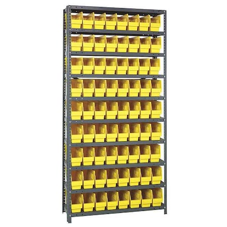 Steel Bin Shelving, 12 in D x 75 in H x 36 in W, 10 Shelves, Yellow MPN:1275-201YL