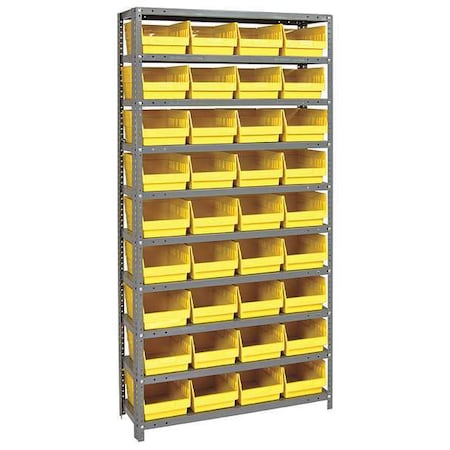 Steel Bin Shelving, 12 in D x 75 in H x 36 in W, 10 Shelves, Yellow MPN:1275-207YL