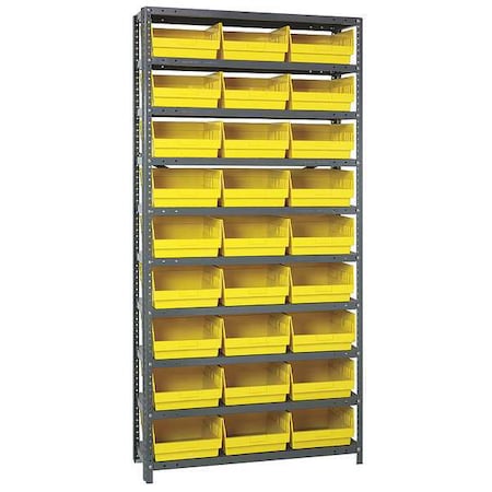 Steel Bin Shelving, 12 in D x 75 in H x 36 in W, 10 Shelves, Yellow MPN:1275-209YL