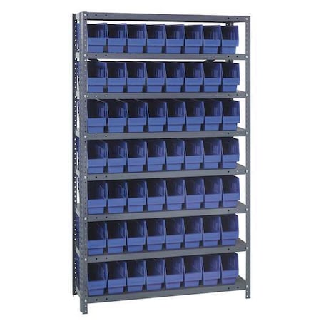 Steel Bin Shelving, 12 in D x 75 in H x 36 in W, 8 Shelves, Blue MPN:1275-SB801BL