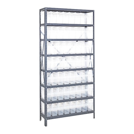 Steel Bin Shelving, 12 in D x 75 in H x 36 in W, 8 Shelves, Clear MPN:1275-SB801CL