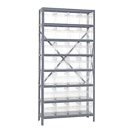 Steel Bin Shelving, 12 in D x 75 in H x 36 in W, 8 Shelves, Clear MPN:1275-SB807CL