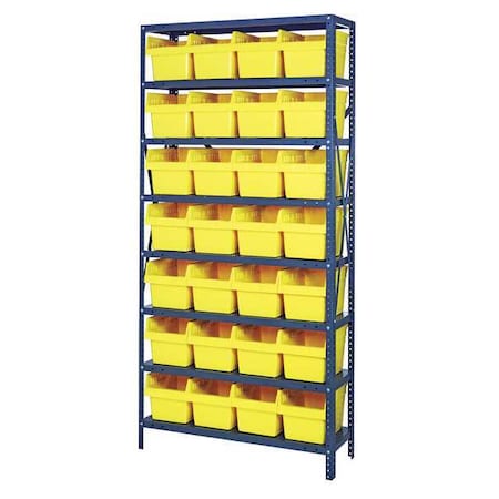 Steel Bin Shelving, 12 in D x 75 in H x 36 in W, 8 Shelves, Yellow MPN:1275-SB807YL