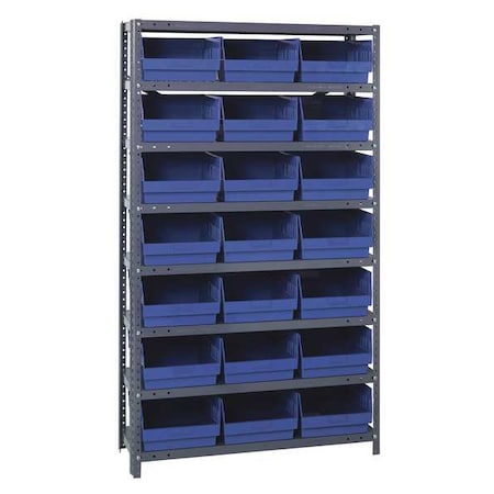 Steel Bin Shelving, 12 in D x 75 in H x 36 in W, 8 Shelves, Blue MPN:1275-SB809BL
