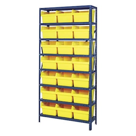 Steel Bin Shelving, 12 in D x 75 in H x 36 in W, 8 Shelves, Yellow MPN:1275-SB809YL