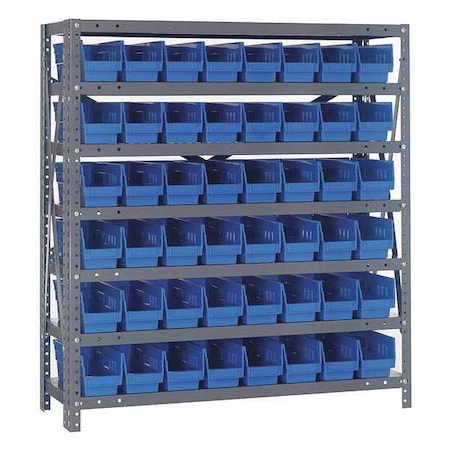 Steel Bin Shelving, 18 in D x 39 in H x 36 in W, 7 Shelves, Blue MPN:1839-103BL