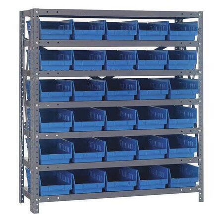 Steel Bin Shelving, 18 in D x 39 in H x 36 in W, 7 Shelves, Blue MPN:1839-104BL