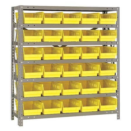 Steel Bin Shelving, 18 in D x 39 in H x 36 in W, 7 Shelves, Yellow MPN:1839-104YL