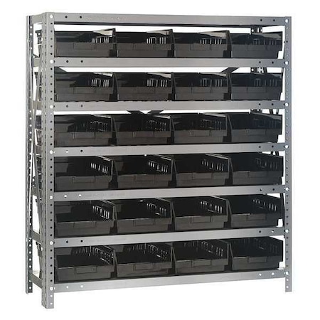 Steel Bin Shelving, 36 in W x 39 in H x 18 in D, 7 Shelves, Gray/Black MPN:1839-108BK