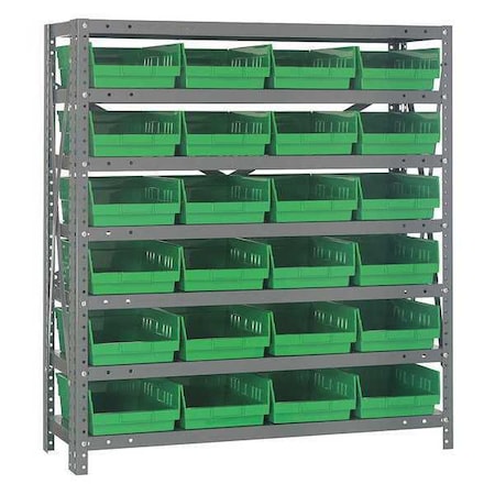 Steel Bin Shelving, 18 in D x 39 in H x 36 in W, 7 Shelves, Green MPN:1839-108GN