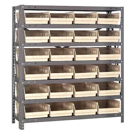 Steel Bin Shelving, 18 in D x 39 in H x 36 in W, 7 Shelves, Ivory MPN:1839-108IV