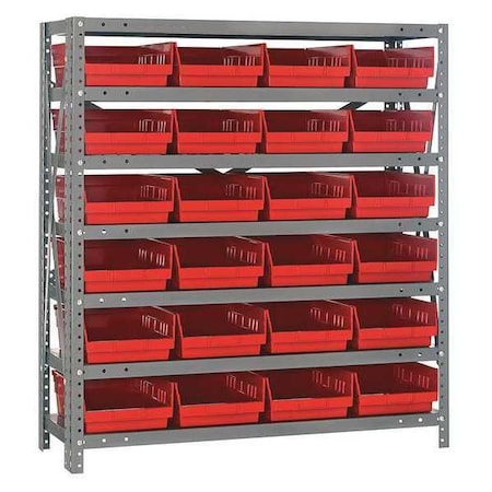 Steel Bin Shelving, 18 in D x 39 in H x 36 in W, 7 Shelves, Red MPN:1839-108RD