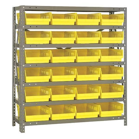Steel Bin Shelving, 18 in D x 39 in H x 36 in W, 7 Shelves, Yellow MPN:1839-108YL
