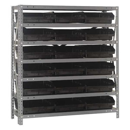 Steel Bin Shelving, 18 in D x 39 in H x 36 in W, 7 Shelves, Black MPN:1839-110BK