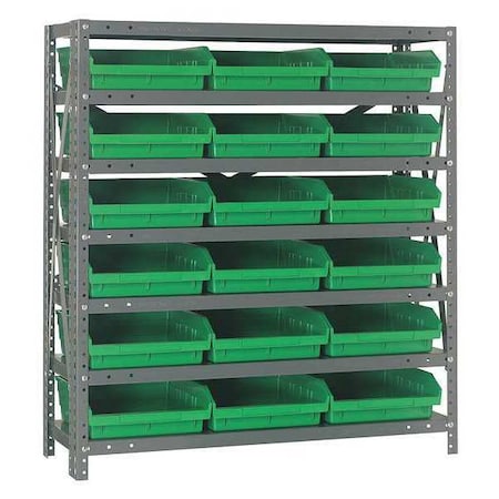 Steel Bin Shelving, 18 in D x 39 in H x 36 in W, 7 Shelves, Green MPN:1839-110GN