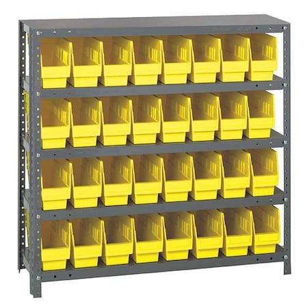 Steel Bin Shelving, 18 in D x 39 in H x 36 in W, 5 Shelves, Yellow MPN:1839-203YL