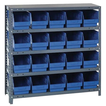 Steel Bin Shelving, 18 in D x 39 in H x 36 in W, 5 Shelves, Blue MPN:1839-204BL