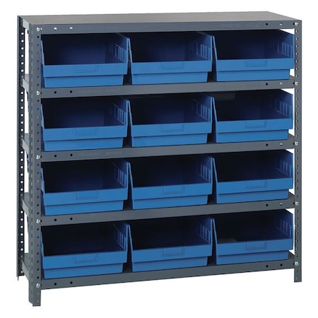 Steel Bin Shelving, 18 in D x 39 in H x 36 in W, 5 Shelves, Blue MPN:1839-210BL