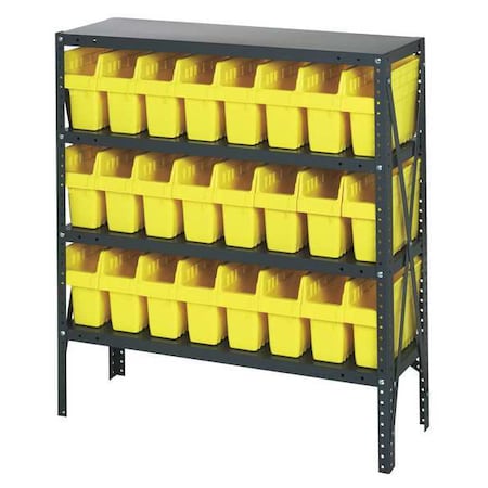 Steel Bin Shelving, 18 in D x 39 in H x 36 in W, 4 Shelves, Yellow MPN:1839-SB803YL