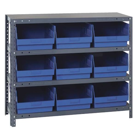Steel Bin Shelving, 18 in D x 39 in H x 36 in W, 4 Shelves, Blue MPN:1839-SB810BL