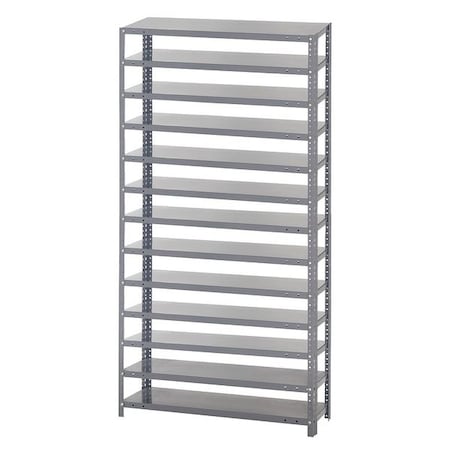 Steel Bin Shelving, 36 in W x 75 in H x 18 in D, 13 Shelves, Gray MPN:1875-000