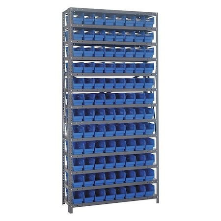 Steel Bin Shelving, 18 in D x 75 in H x 36 in W, 13 Shelves, Blue MPN:1875-103BL