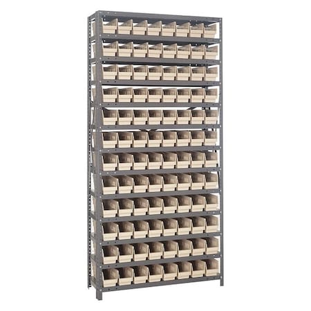 Steel Bin Shelving, 18 in D x 75 in H x 36 in W, 13 Shelves, Ivory MPN:1875-103IV