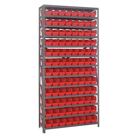 Steel Bin Shelving, 18 in D x 75 in H x 36 in W, 13 Shelves, Red MPN:1875-103RD