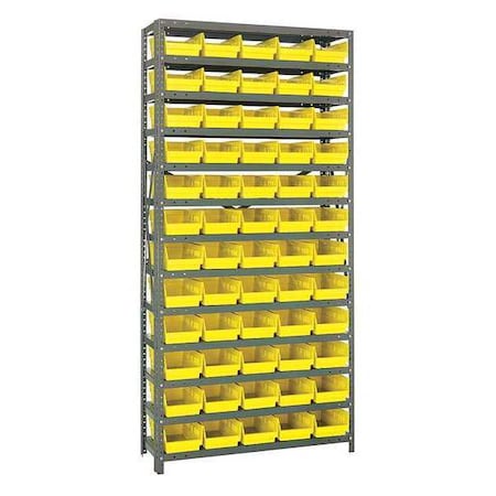Steel Bin Shelving, 18 in D x 75 in H x 36 in W, 13 Shelves, Yellow MPN:1875-104YL