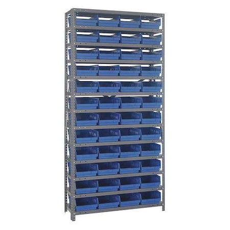 Steel Bin Shelving, 18 in D x 75 in H x 36 in W, 13 Shelves, Blue MPN:1875-108BL