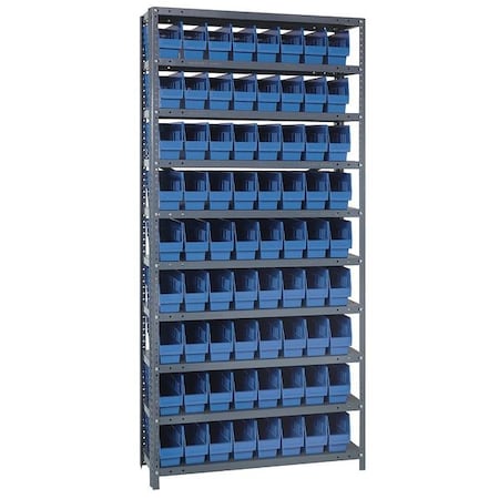 Steel Bin Shelving, 18 in D x 75 in H x 36 in W, 10 Shelves, Blue MPN:1875-203BL