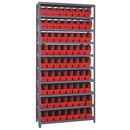 Steel Bin Shelving, 18 in D x 75 in H x 36 in W, 10 Shelves, Red MPN:1875-203RD