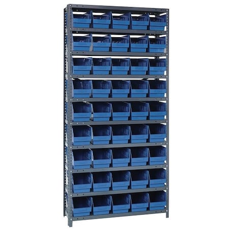Steel Bin Shelving, 18 in D x 75 in H x 36 in W, 10 Shelves, Blue MPN:1875-204BL