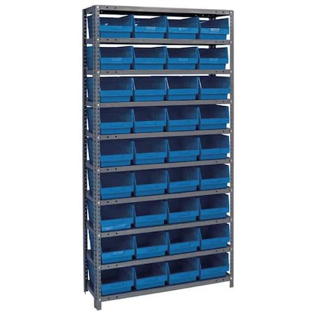 Steel Bin Shelving, 18 in D x 75 in H x 36 in W, 10 Shelves, Blue MPN:1875-208BL