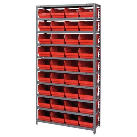 Steel Bin Shelving, 18 in D x 75 in H x 36 in W, 10 Shelves, Red MPN:1875-208RD