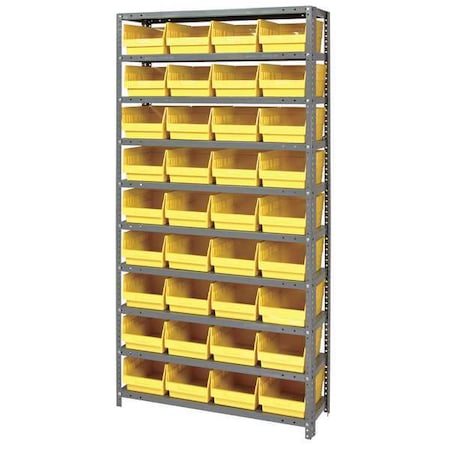 Steel Bin Shelving, 18 in D x 75 in H x 36 in W, 10 Shelves, Yellow MPN:1875-208YL